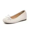 Aumento de Altura Interior ~ Piel Suave Francesa Estilo Pequeño Fragante Zapatos Planos de Tacón Grueso para Mujer con Lazo Dulces Zapatos de Abuela Planos Zapatos de Ballet