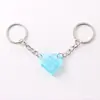 Llavero de color caramelo colorido con costuras divididas, llavero de bloque de construcción en forma de corazón, llavero de amistad BFF en stock