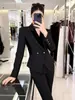 Otoño 2026 Nuevo Estilo Blazer Negro Elegante de Ajuste Delgado para Mujer Estilo Diosa Chaqueta de Traje Elegante para el Trabajo 35438