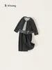 Ropa Infantil Bangxuan Niños Estilo Coreano Ropa de Otoño Niñas Encaje Capa Base Color Sólido Cárdigan Pantalones de Pierna Ancha Conjunto de Tres Piezas Traje para Niñas