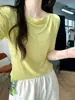 ¡Seda, cachemira, lyocell! Top tipo camiseta ultrasuave y fino para mujer, con cuello de solapa de una línea y manga de tres cuartos entallado, nuevo para principios de otoño 26