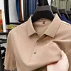 Camiseta de manga corta para hombre de algodón mercerizado de doble cara, 70 hilos, nuevo estilo de verano, suave como la seda, transpirable, con cuello, polo de color liso para hombre