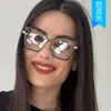Gafas de Metal para Mujer Cross X con Lente Plano Antiluz Azul, Moda Ins, Montura Personalizada para Celebridad Cyber, Montura Artística Retro