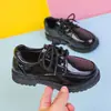 Zapatos Infantiles para Niños de Piel Primavera y Otoño 2026 Nueva Versión Coreana Estilo Británico Negro Suela Blanda Zapatos Escolares para Actuaciones de Estudiantes de Primaria