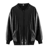 Chaqueta de Béisbol Corta de Cuero PU Estilo Coreano Elegante para Primavera y Otoño Chaqueta de Motocicleta Holgada con Cremallera Top Casual