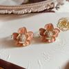 Pendientes de Flor de Camelia Perlada para Mujer, Pendientes Estilo Pintura al Óleo Estilo Retro de Hong Kong, Diseño de Nicho, Pendientes de Estilo Suave
