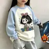Sudadera de Dibujos Animados para Niños 2026 Otoño/Invierno Nuevo Estilo Sudadera de Algodón con Cuello Solapa para Niñas Pulóver Moderno Camiseta Básica para Niños Mayores