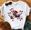 Comercio exterior Casual de calle para hombre y mujer camiseta blanca de manga corta con cuello redondo y estampado top de entrega de una pieza transfronteriza camiseta interior