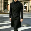 Abrigo de lana para hombre transfronterizo, abrigo largo de invierno grueso, cálido y elegante hasta la rodilla, gabardina de lana talla grande, prenda de abrigo