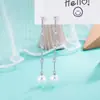 Novos Brincos de Design Francês Cool com Microincrustação de Zircônia e Pérola, Brincos Longos com Pingente de Franja para Mulheres