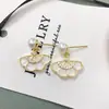 Pendientes de Perla de Agua Dulce Natural de Origen Perla de Zhuji Pendientes de Perla Estilo Abanico Pendientes con Circonita Microincrustada