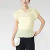 Camiseta de Manga Corta Plegada a Mano para Mujer Miyake Diseño de Nicho Verano Nuevo Cuello Semiabierto Top de Plisado de Alta Gama