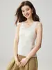 Camiseta de Tirantes de Cachemira de Punto Simple y Versátil para Mujer Sin Mangas Cuello Cuadrado Capa Interior para Combinar con Suéteres Color Sólido Capa Base Cálida