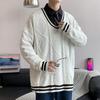 Suéter de manga larga con cuello en V para hombre, marca de moda de primavera, suéter sencillo, estilo Harajuku Hong Kong, suéter casual atractivo que combina con todo.