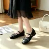 Zapatos Mary Jane de ballet estilo francés con correa cruzada y lazo para mujer, suela blanda, que aumentan la altura, elegantes, zapatos planos de talla grande para uso en exteriores