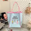 Bolsa Tote para Mulheres 2025 Verão Nova Grande Capacidade Moderna Bordado Desenho Animado Bolsa de Ombro para Meninas Bolsa de Compras de Rua