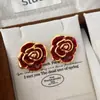 Moderna Colección de Pendientes Retro de Lujo Ligero Rojo Ancola con Gota de Aceite, Pendientes Versátiles Simples para el Uso Diario para Mujeres