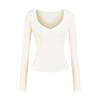 Camiseta Base de Tencel con Cuello en V para Mujer, Nueva Camiseta de Manga Larga Ajustada para Otoño e Invierno 2025, Top Corto, Estilo Ins