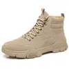 Botas de Combate Martin para Hombre Primavera 2025 Botines de Caña Media Zapatos de Cuero para Dedo Gordo Zapatos de Caña Alta Botas de Trabajo para Exteriores Botas Tácticas del Desierto