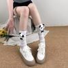 Meias Finas Personalizadas de Panda Estilo JK Menina Japonesa Suave Primavera Verão Feminino Coelho Fofo Meias de Cano Médio Estilo Menina Jovem Branca Meias de Cano Médio