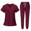 Uniformes cirúrgicos de secagem rápida para homens e mulheres, vestuário de trabalho para equipe médica, conjunto de duas peças, uniformes cirúrgicos para sala de cirurgia de hospital de animais, respirável