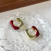Pendientes Cuadrados con Baño de Oro Real Diseño Coreano de Nicho Pendientes de Moda Otoño e Invierno Nuevos Pendientes Sencillos para Mujer Pendientes