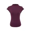 Puro Deseo Sexy Hombro Derecho Cuello Alto Pequeño Top Verano Estilo Europeo y Americano Nuevo para Mujer Camiseta Elástica Ajustada Chaleco