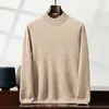 Suéter de Cachemira para Hombre Otoño e Invierno Cuello Medio Alto Manga Larga Jersey Capa Interior Tejido Capa Base Lujo Ligero Casual de Negocios