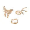 Joyería de comercio exterior de Amazon anillo creativo de mariposa geométrica de metal pesado personalidad irregular juego de cuatro anillos