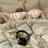 Juego de Ropa de Cama de Algodón Grado Madre y Bebé Clase A de Cuatro Piezas Sábana de Cama 100% Algodón Funda Nórdica Funda de Almohada Faldón de Cama Juego de Tres Piezas para Dormitorio de Estudiante 4
