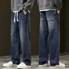 Calças jeans de outono e primavera, masculinas, corte solto, perna reta, perna larga, nova coleção de outono 2026, estilo retrô americano, calças casuais para homens