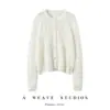 Cardigan fino de punto calado 100% cachemira estilo francés otoño e invierno nuevo 2026 nuevo top suéter de cachemira