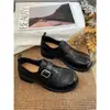 Piel de Vaca de Primera Capa 2026 Primavera Nuevo Hebilla de Cinturón de Cuero Tallado Vintage Mocasines de Suela Gruesa Zapatos Pequeños de Cuero Barrocos para Mujer
