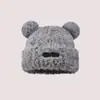 Chapéu de Pelúcia Fofo com Orelhas de Urso para Mulheres, Chapéu Quente de Outono e Inverno que Faz o Rosto Parecer Menor, Chapéu Doce para Proteção das Orelhas, Circunferência Grande da Cabeça, Versátil