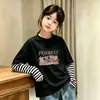 Camiseta de manga larga para niña, algodón puro, top estampado lindo para primavera y otoño, colección de otoño, diseño de look en capas, ropa para niñas