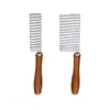 Cortador de Batata Ondulado Criativo de Aço Inoxidável Ferramenta de Corte de Legumes para Cozinha Faca Ondulada Multifuncional com Cabo de Madeira Imitação