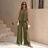 Conjunto de Verão 2026 Novo de Duas Peças para Mulheres, Europeu e Americano Moderno Versátil Solto Pulôver Gola Redonda Casual Algodão Terno para Mulheres