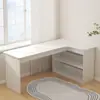 Escritorio de esquina imitación madera maciza con estantería, escritorio de computadora integrado, mesa para dormitorio en casa con gabinete de almacenamiento, banco de trabajo de esquina integrado