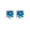 Pendientes de Plata de Ley S925 Chapada con Imitación de Moissanita de 1 Quilate, Pendientes de Diamante de Color de Cuatro Garras, Pendientes de Lujo Accesible