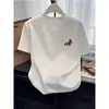 Top Versátil Azul Marino de Moda Nueva para Mujer 2026 con Corte de Hombro Regular, Algodón Puro Cepillado, Cuello Redondo, Camiseta de Manga Corta para Primavera y Verano