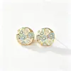 Pendientes de Tachuela Redondos de Circonita Cúbica Vintage Wind de Segunda Mano Pendiente de Moda de Gama Alta Diseño Retro Pequeño de Nicho Sentido de Diseño Collar