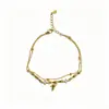 Pulsera Doble Capa Hoja de Bambú Plata de Ley S925 Articulación de Bambú Pulsera de Circonita Elegante Estilo Chino Accesorio de Regalo Sincero