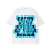 Camiseta de manga curta de algodão puro com estampa de letras sobrepostas vintage estilo americano, masculina e feminina, solta, casual, para o verão, para casais