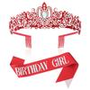 Decoración de fiesta de cumpleaños de diosa de celebridades en línea, diadema con corona colorida y correa para el hombro, foto de princesa de cumpleañera