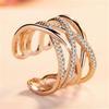 Anillos para Mujer Estilo Japonés y Coreano, Malla de Línea Dorada Rosa de Doble Capa Incrustada con Diamantes, Anillo Abierto Simple, Suministro Directo de Fábrica