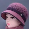 Sombreros para mujeres de mediana edad y ancianas otoño e invierno piel de conejo tejido de ala ancha a prueba de frío sombrero de punto señora mayor abuela más terciopelo cálido lana