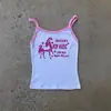 Camisole Estampada de Unicórnio para Garotas Millennials Quentes Verão Doce com Acabamento em Cor Contrastante Top Curto Slim Fit para Mulheres