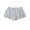 Falda plisada de estilo académico, femenina, de cintura alta con cordón, anti-exposición, con ribete de encaje, falda corta juvenil para chicas populares, moda de verano moderna