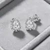 Brincos Europeus e Americanos Transfronteiriços de Luxo Leve em Prata S925 com Zircônia em Formato de Gota para Mulheres, Modernos e Únicos, Versáteis para Uso Diário, Joia de Orelha Totalmente cravejada