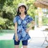 Novo maiô estampado único plus size para meninas cheinhas, vestido de peça única conservador, boxer que cobre a barriga, modelador, maiô para fontes termais
